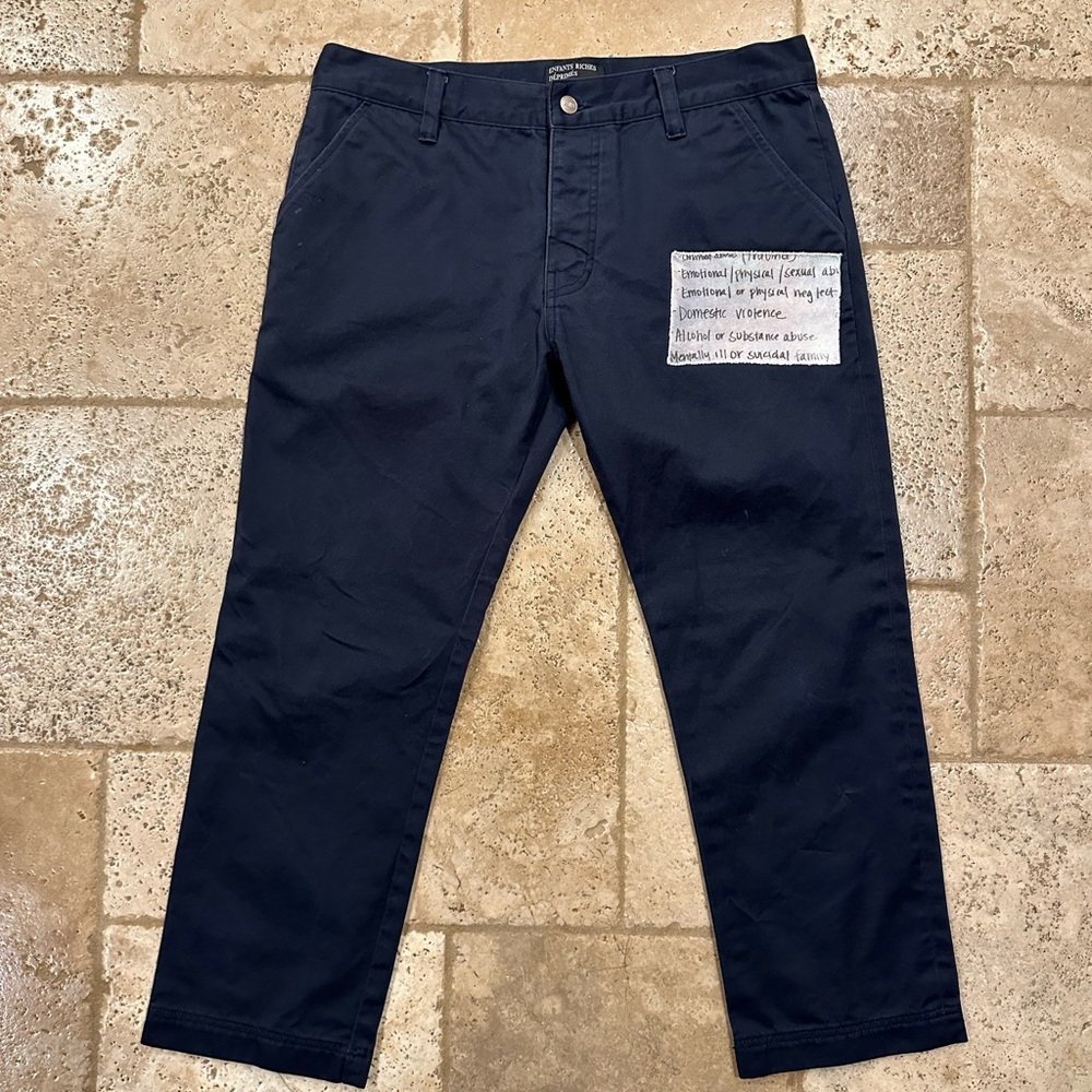 Enfants Riches Deprimes Navy Chino Henri Patch Work Pants